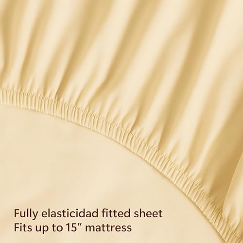 Miniatura 5 de Peru Pima Juego de sábanas de satén de 800 hilos, 100% algodón Pima peruano, 4 piezas (plano, ajustado, 2 fundas de almohada), refrescante, fresco y