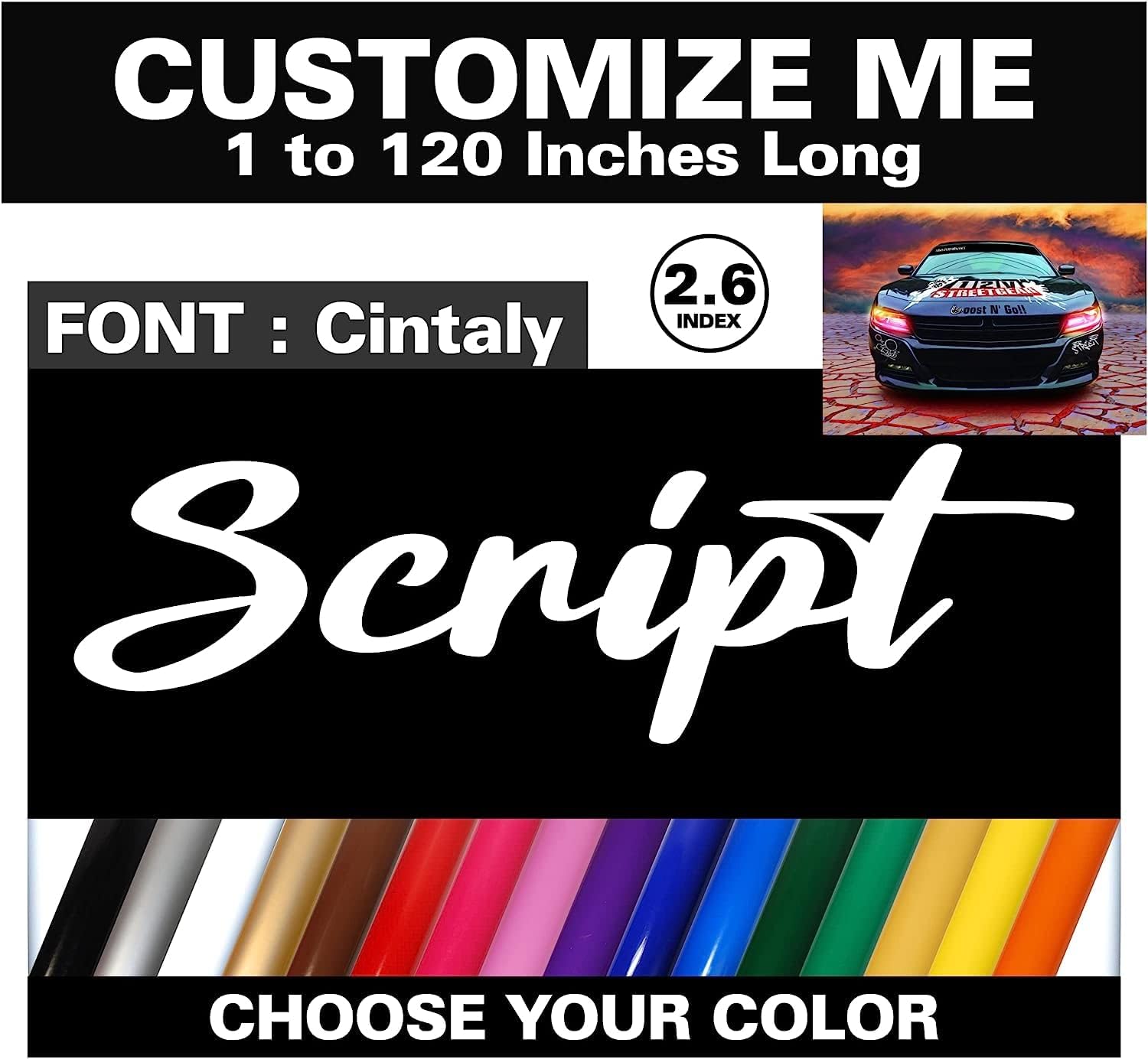 Customize Me! Write Your Name, Inspirational Word or Business Sign Sticker. Waterproof Vinyl Decal. Pick Color & Size. Fonts: Cintaly