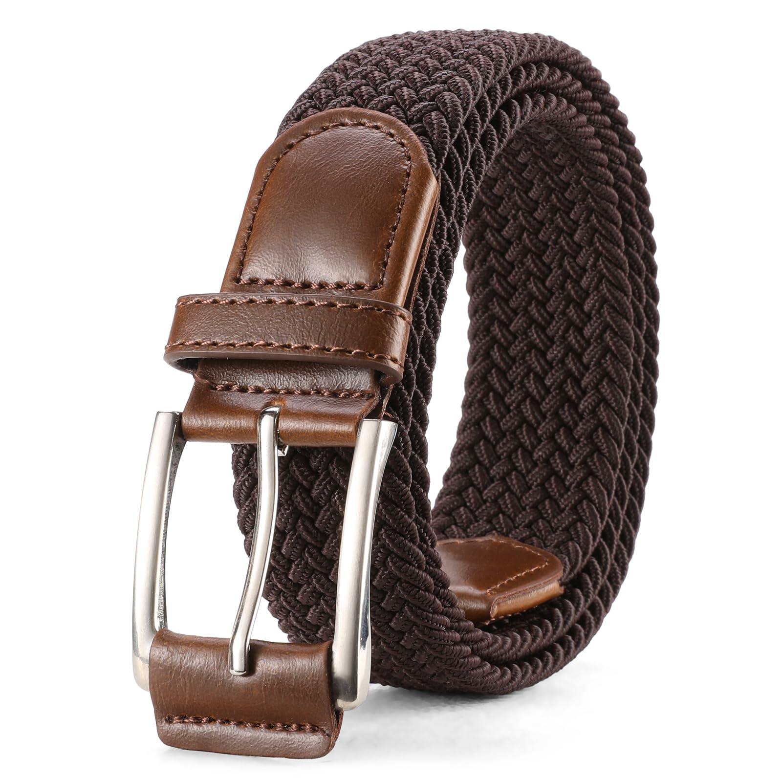GAEKEAO Elastic Braided Stretch Belts for Men 1 3/8"- Mens Gift for Golf Pants Casual Shorts Jeans