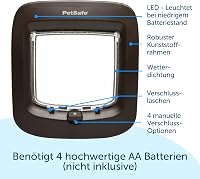 PetSafe Mikrochipes Macskaajtó - Kizárólagos Belépés 7 kg-ig, Egyszerű Telepítés, 4-irányú Zárrendszer, Energiatakarékos, Huzatgátló, Barna 4