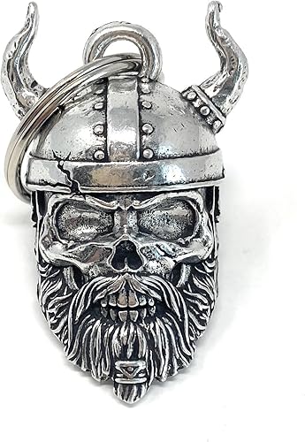 Bravo Bells Viking Warrior Skull Bell - Accesorio de campana de motociclista o llavero para buena suerte en la carretera - Fabricado en los Estados