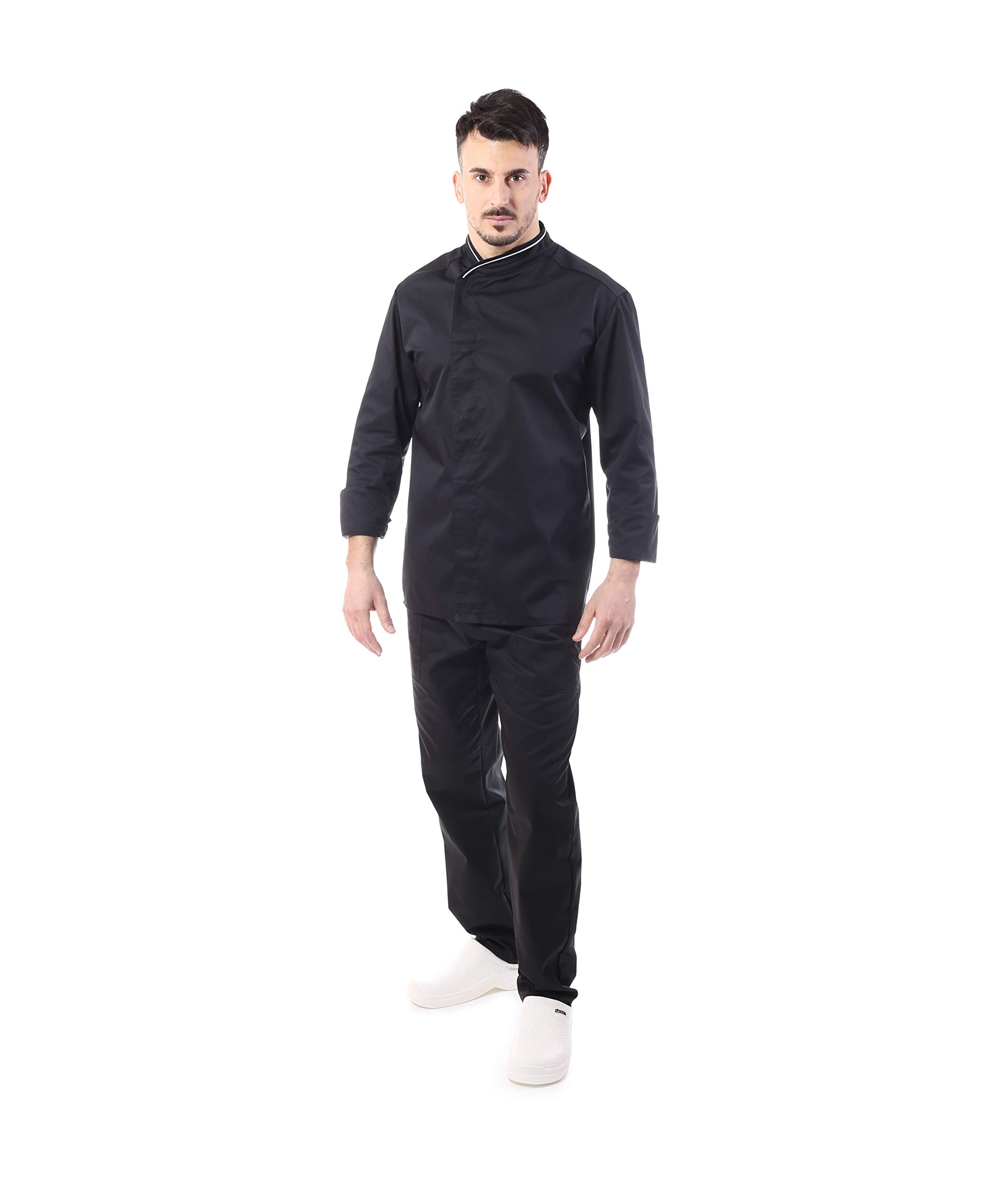 Set Cucina Ricamo Vari Colori Uomo Donna 4 Pezzi Cappotto Bandana Cucina Ristorante Made in Italy
