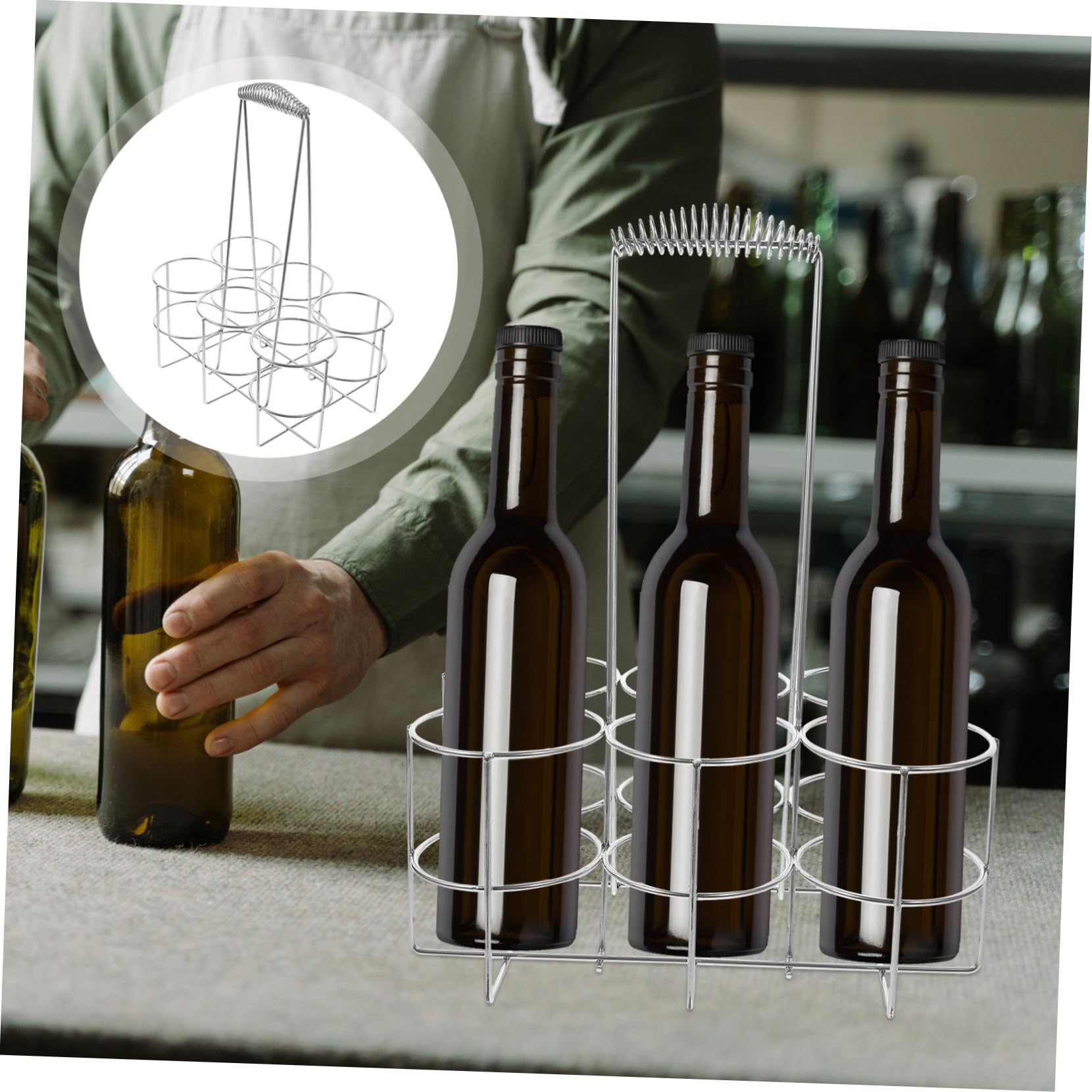 Portabottiglie Di Birra Portatile in Lega Resistente, Cestino Portabicchieri Per Vino e Birra, Organizer Salvaspazio Per Bar, Hotel e Uso Domestico