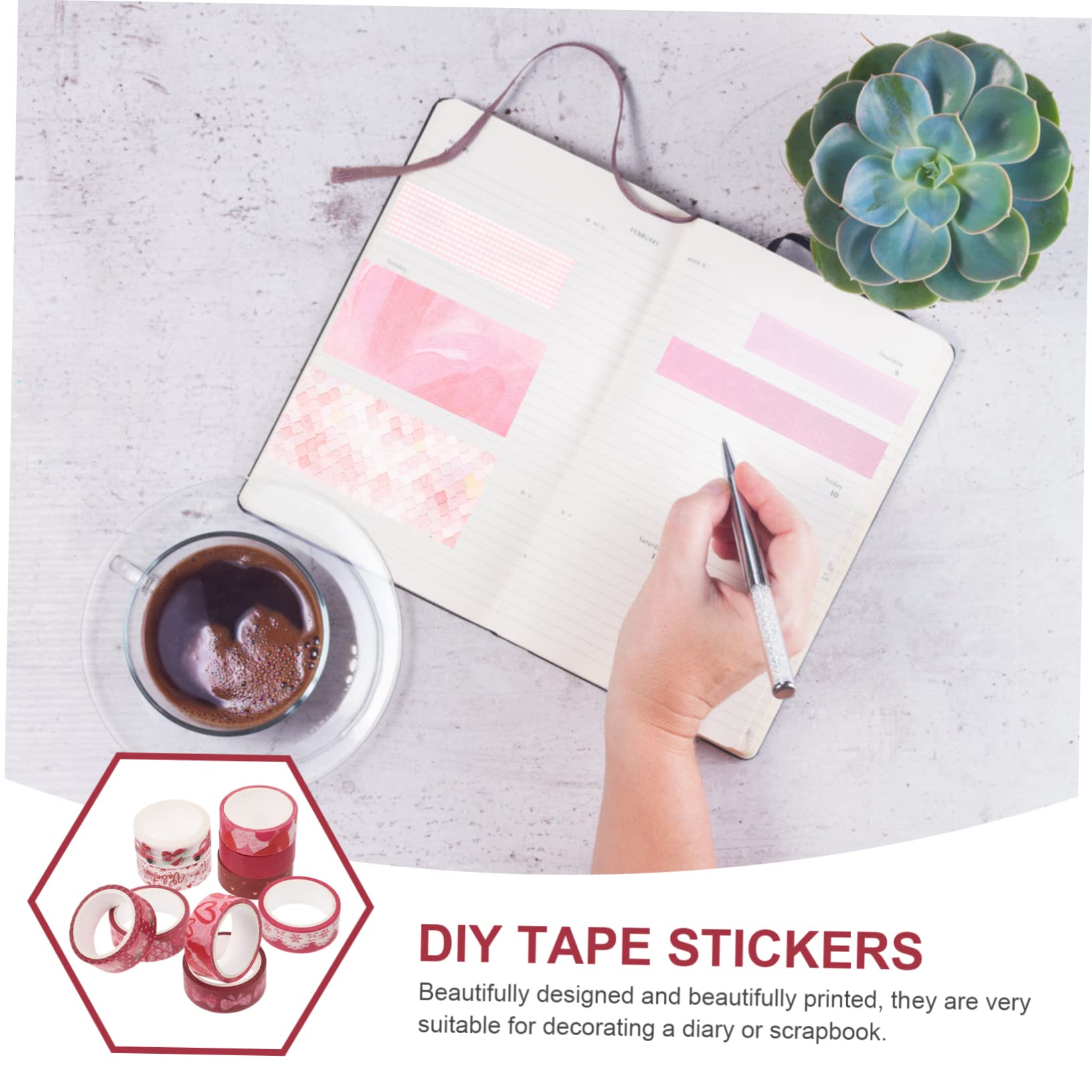 STOBOK 30rollen Teiliges Washi Tape Für Valentinstag Dekorative Klebebänder Für Scrapbooking Handwerk Planer Hochwertige Selbstklebende Masking Tapes Mit Ästhetischen Mustern