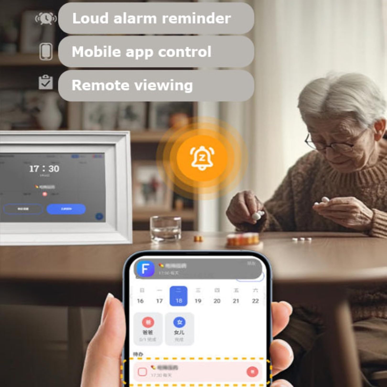 Calendario digital inteligente con pantalla táctil, conectividad WiFi para organización y programación del hogar