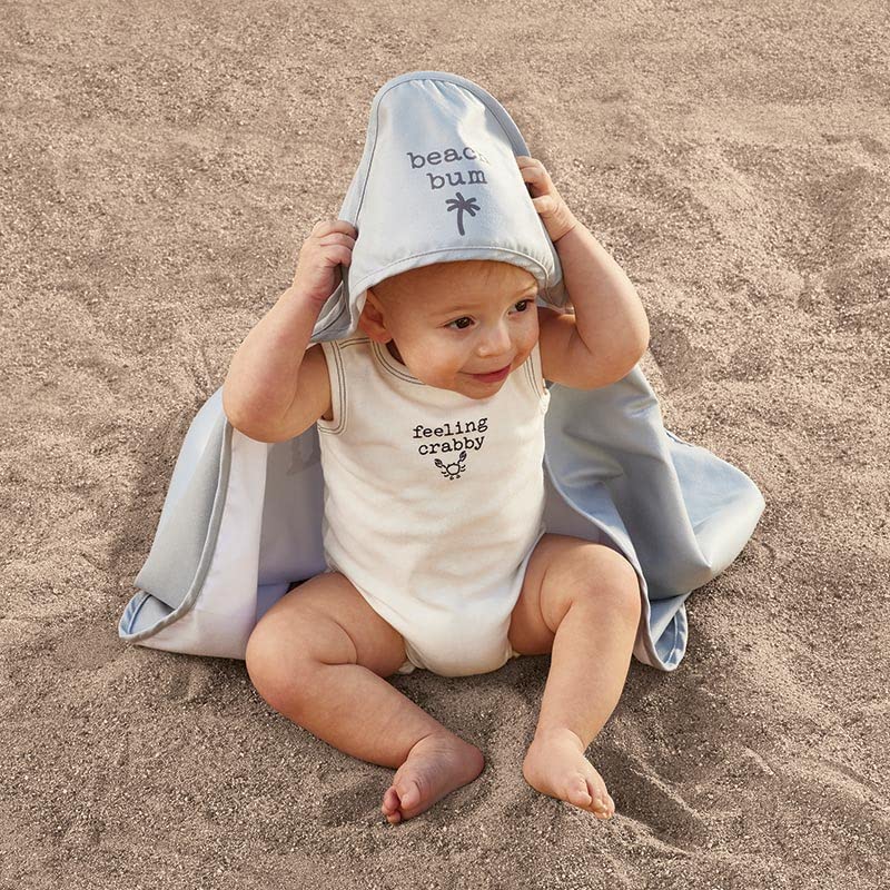 Image of Stephan Baby Towels - Quick Dry Microfiber Infant or Toddler Beach Towel with Hood, 30-Inch Square, Grey - Beach Bum