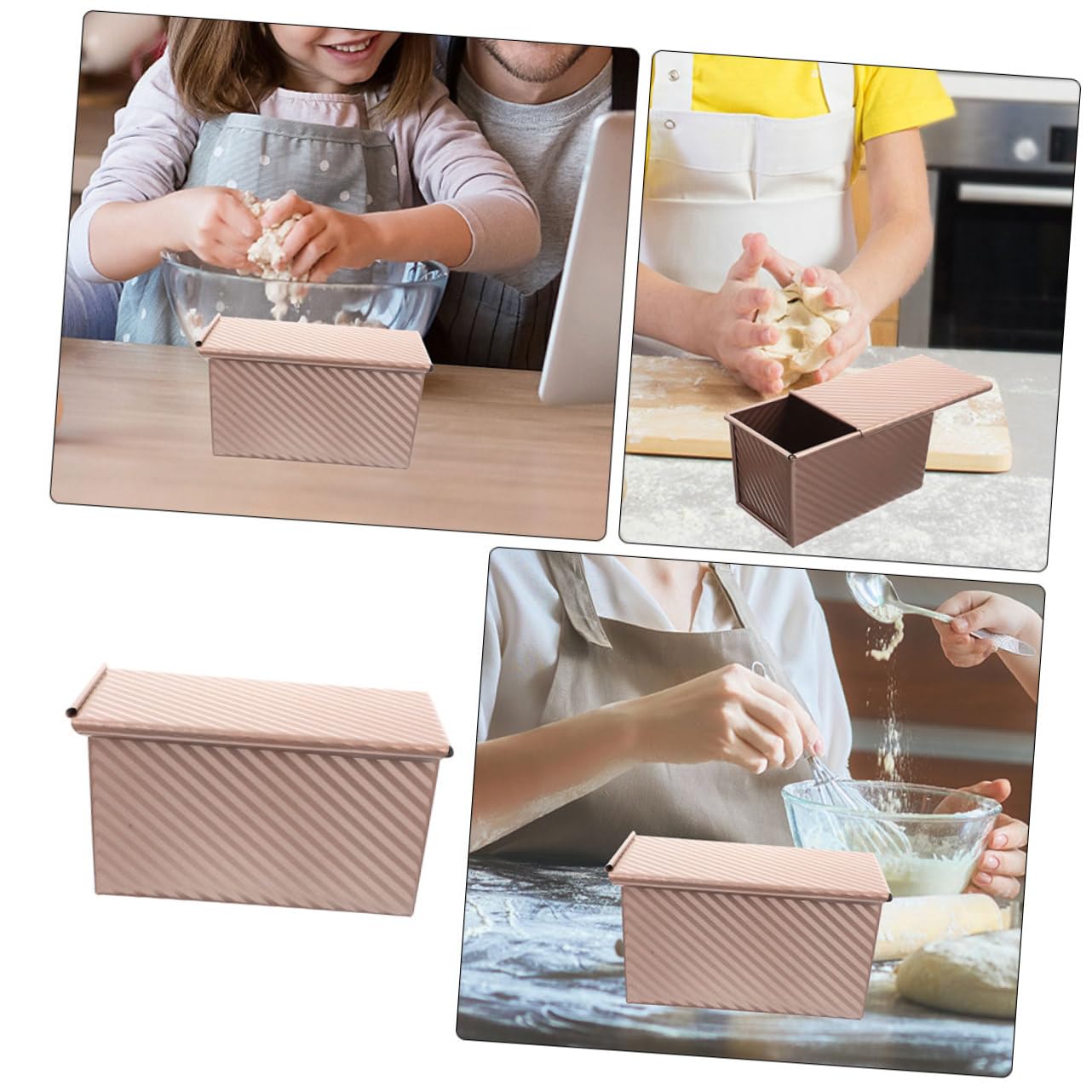 Brotbackform 25cm mit Deckel aus Kohlenstoffstahl 2 Stück-pack Rechteckig Sicher in Anwendung Leicht zu Reinigen für Brotliebhaber