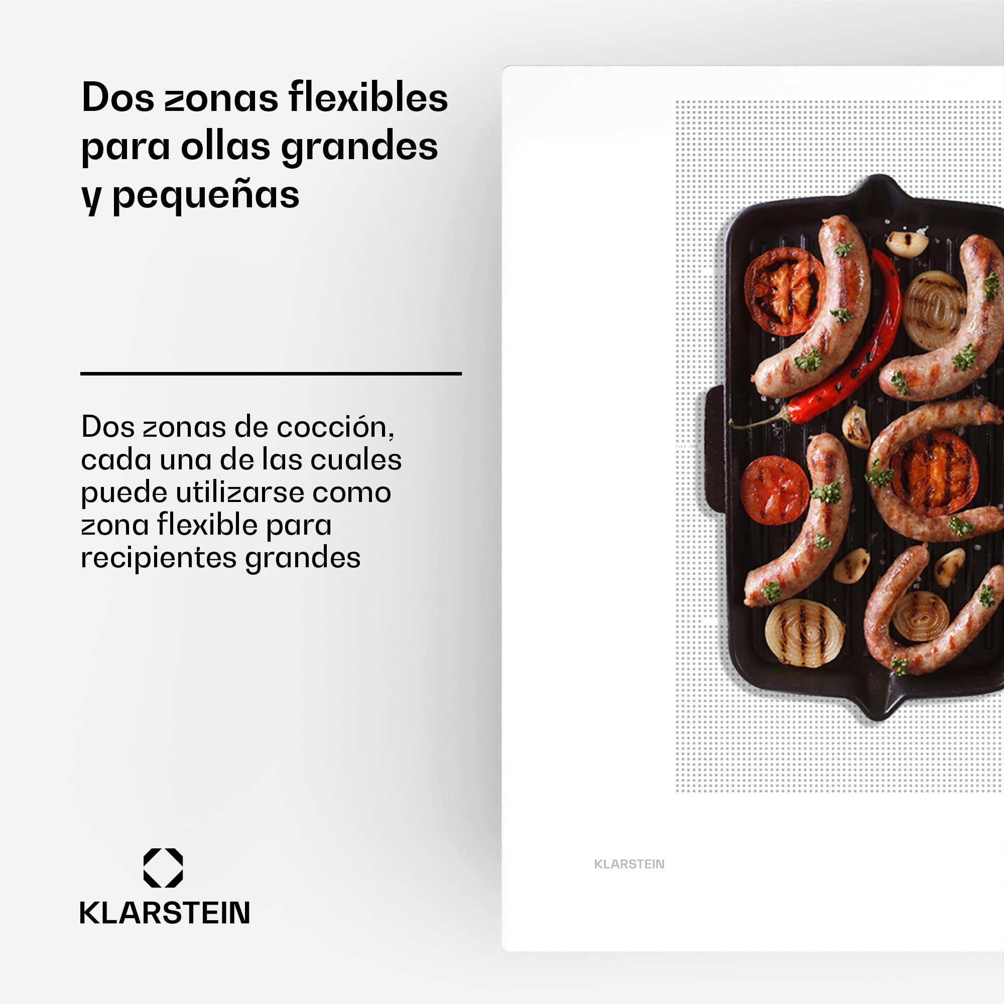Klarstein Chef-Fusion Placa de Inducción con Extractor Integrado - Flex-Zone de 7200 W, 610 m³/h, Clase A, Control Táctil, Diseño Estético, Acero Inoxidable y Cristal, 90 cm