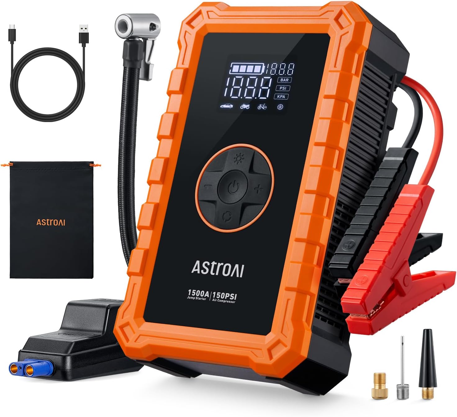 AstroAI S8 Air Jump Starter with Air Compressor and AstroAI Windshield Cleaner, Car Windshield Cleaning Tool