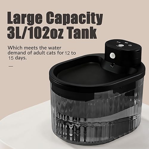 Miniatura 7 de Fuente de agua inalámbrica para gatos con sensor de movimiento, bomba silenciosa inalámbrica automática para mascotas, funciona con pilas,