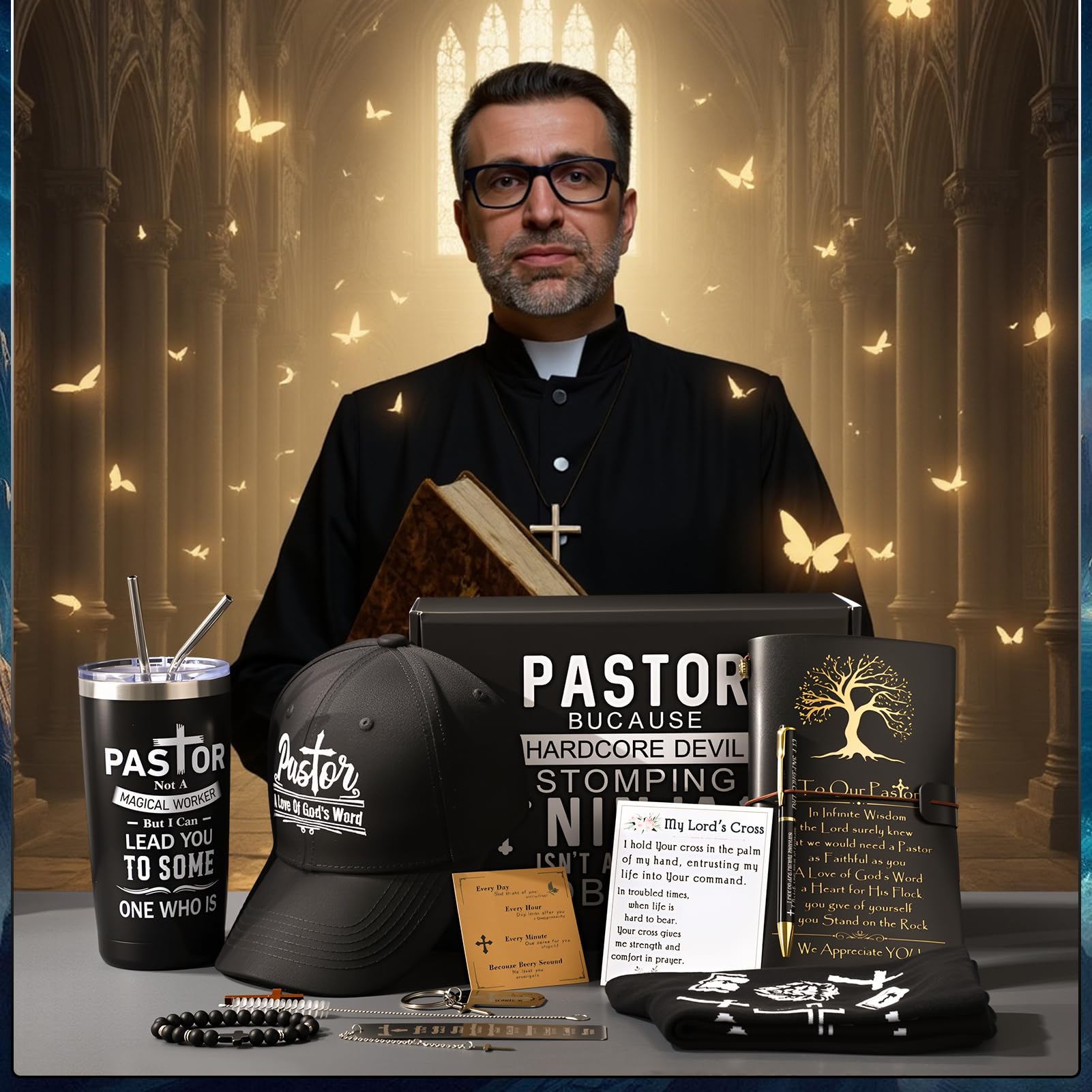 10 Pcs Pastor Appreciation Gifts for Men, Christian Pastor Gifts for Dad Husband Grandpa Male Friends Coworker Birthday Christmas