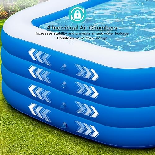 Miniatura 5 de Piscina inflable, 71 x 51 x 28 pulgadas, piscina inflable de tamaño completo, piscina familiar para niños para fiestas acuáticas de verano, sin BPA