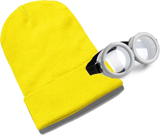 Minion-Brille Kostüm Despicable Me Brille mit gelber Mütze für Erwachsene
