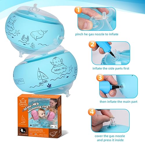 Miniatura 7 de Flotadores inflables de brazo para niños, bandas de brazo de natación rosa y azul para piscina, flotadores de brazo para piscina, alas de agua para