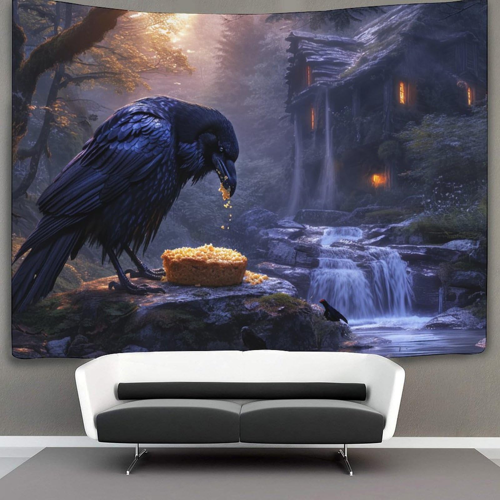 DHBANEIOK 3D Crow Print Wall Blanket Home Decoration Bedding Poster Wall Art Tapestry Tapestry Wall Hanging Soft Polyester for Living Room Bedroom Dorm Decor 70cmx100cm