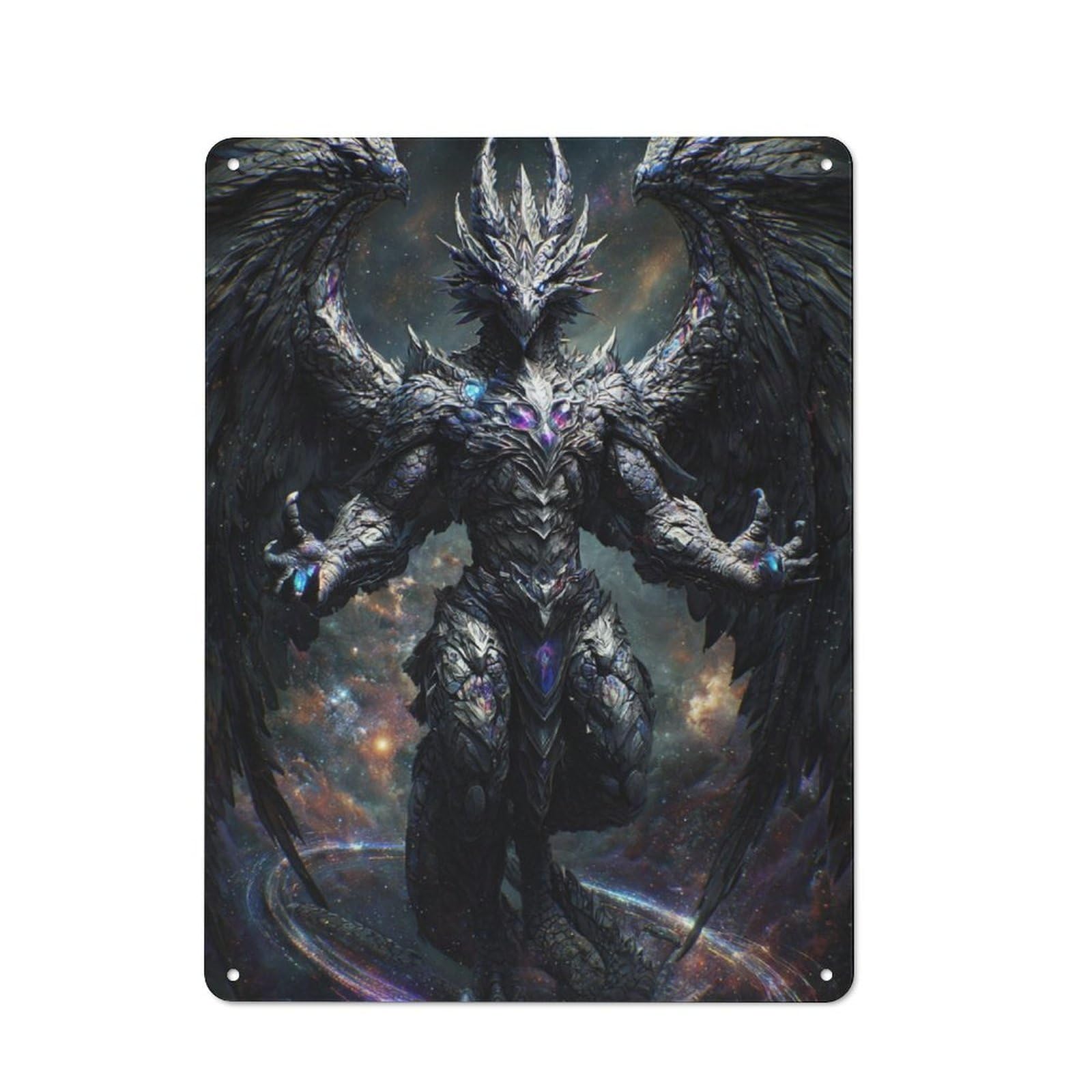 Junmoney Celestial Dragon Guardian Tin Wall Plaque 40X30cm With For Pub Or Café, With Clear Vintage Wall Decor Character