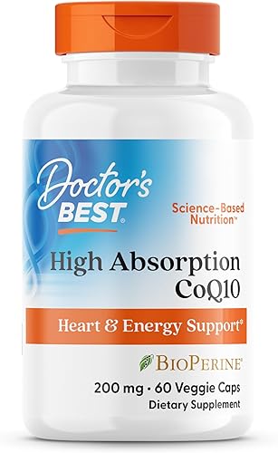 Miniatura 1 de Doctor's Best CoQ10 de alta absorción con BioPerine, vegano, sin gluten, fermentado naturalmente, salud cardíaca y producción de energía, 100 mg 30