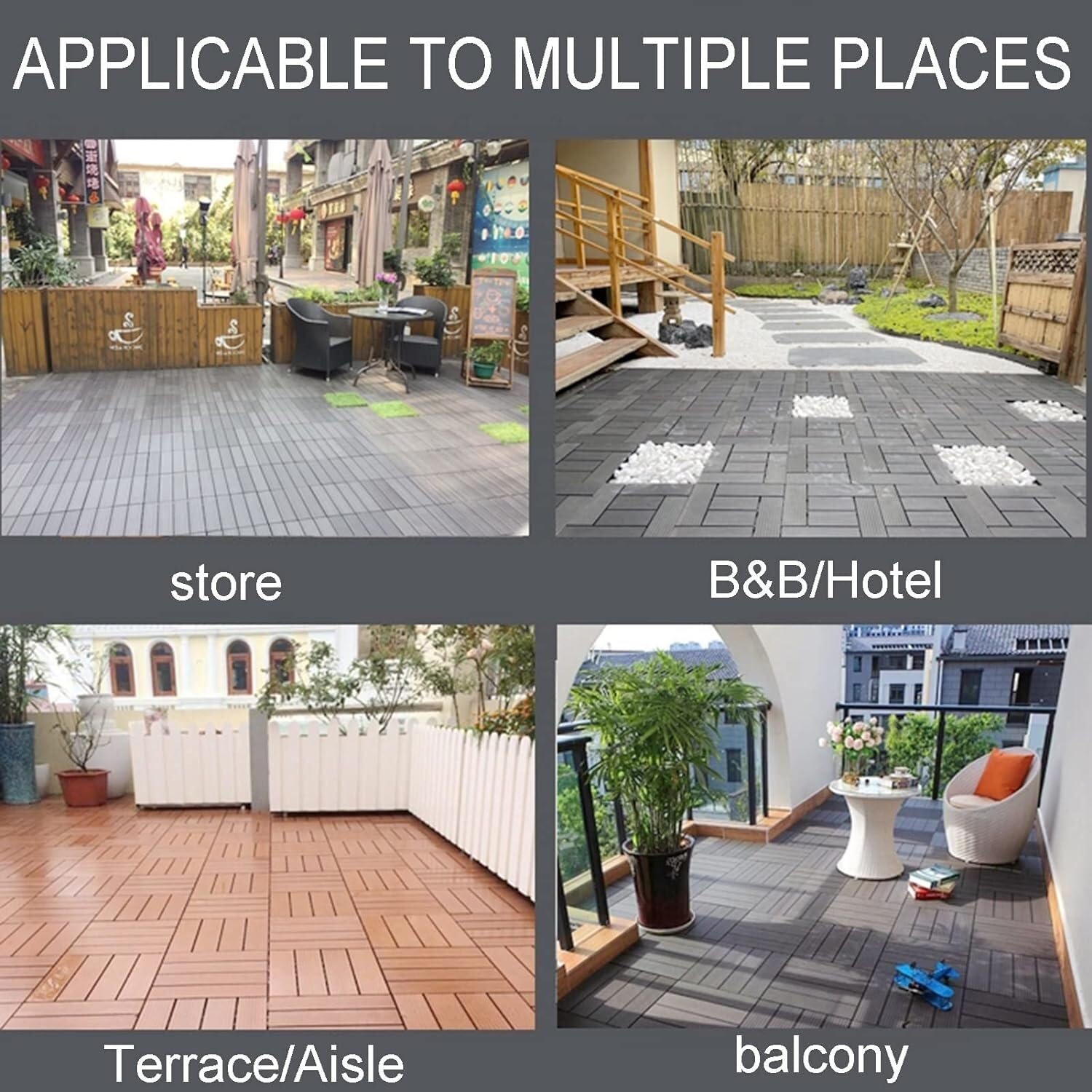 Deski tarasowe z kompozytu Kompozytowe płytki tarasowe Łączone drewno-plastikowe kompozytowe patio DIY Wielokolorowe, wiele rozmiarów opakowań(Braun,2pcs)