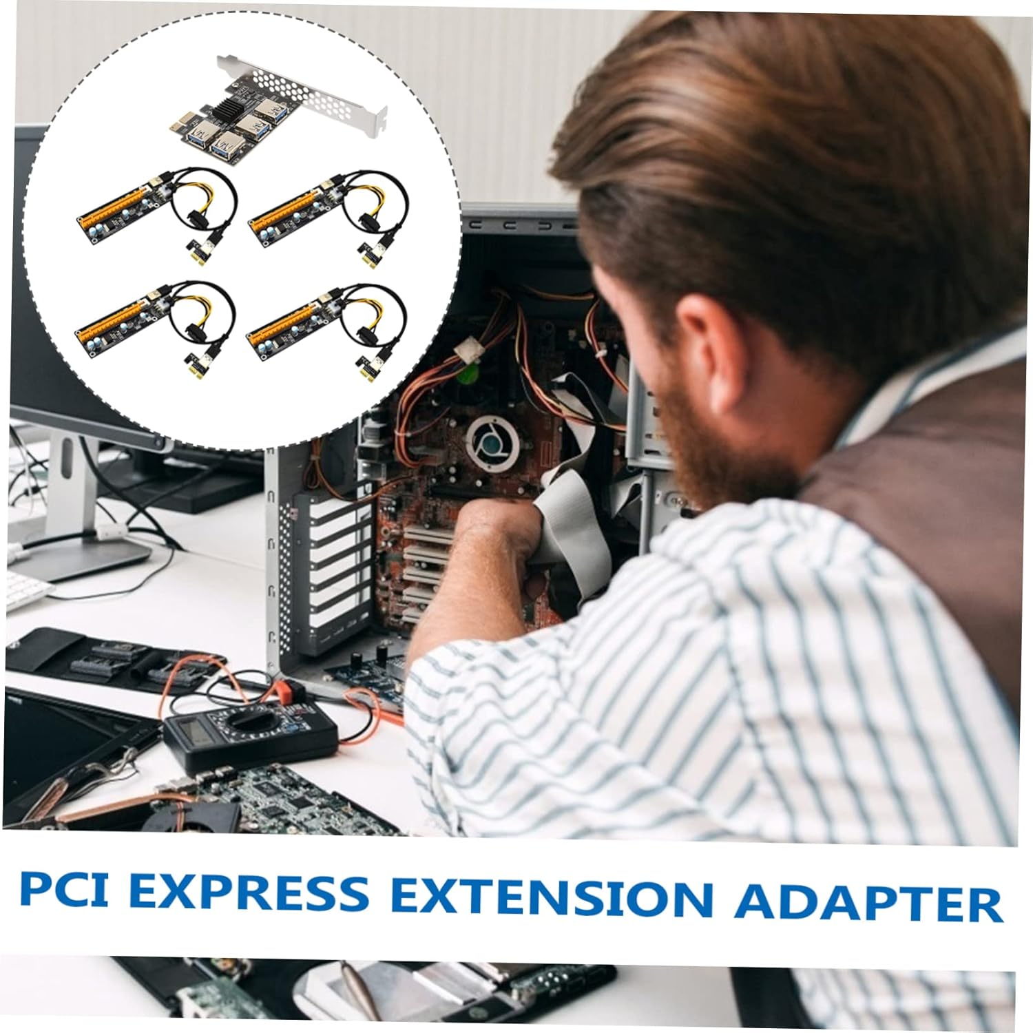 jojofuny Pci E to USB Riser Extension Card with Pin Power Connectors Stable Plated Pci E Adapter for Mining Computer Reliable