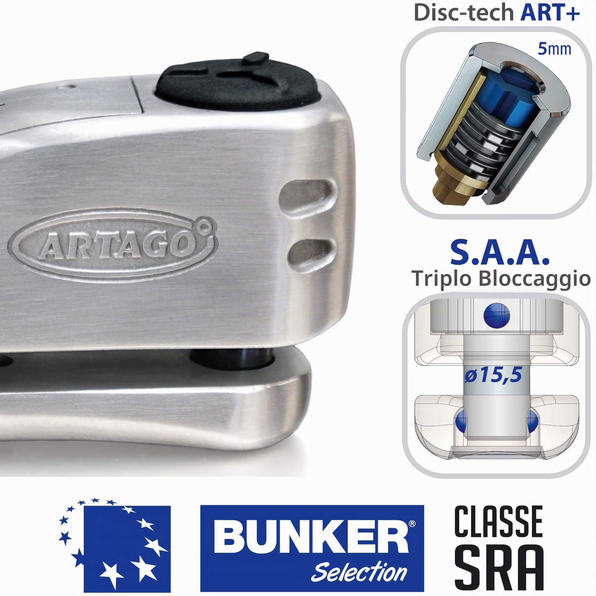 ARTAGO 32S4 Pack Antifurto Bloccadisco con Allarme 120db Alta Sicurezza + Supporto per Honda CRF 1000L Africa Twin, Omologato Sra