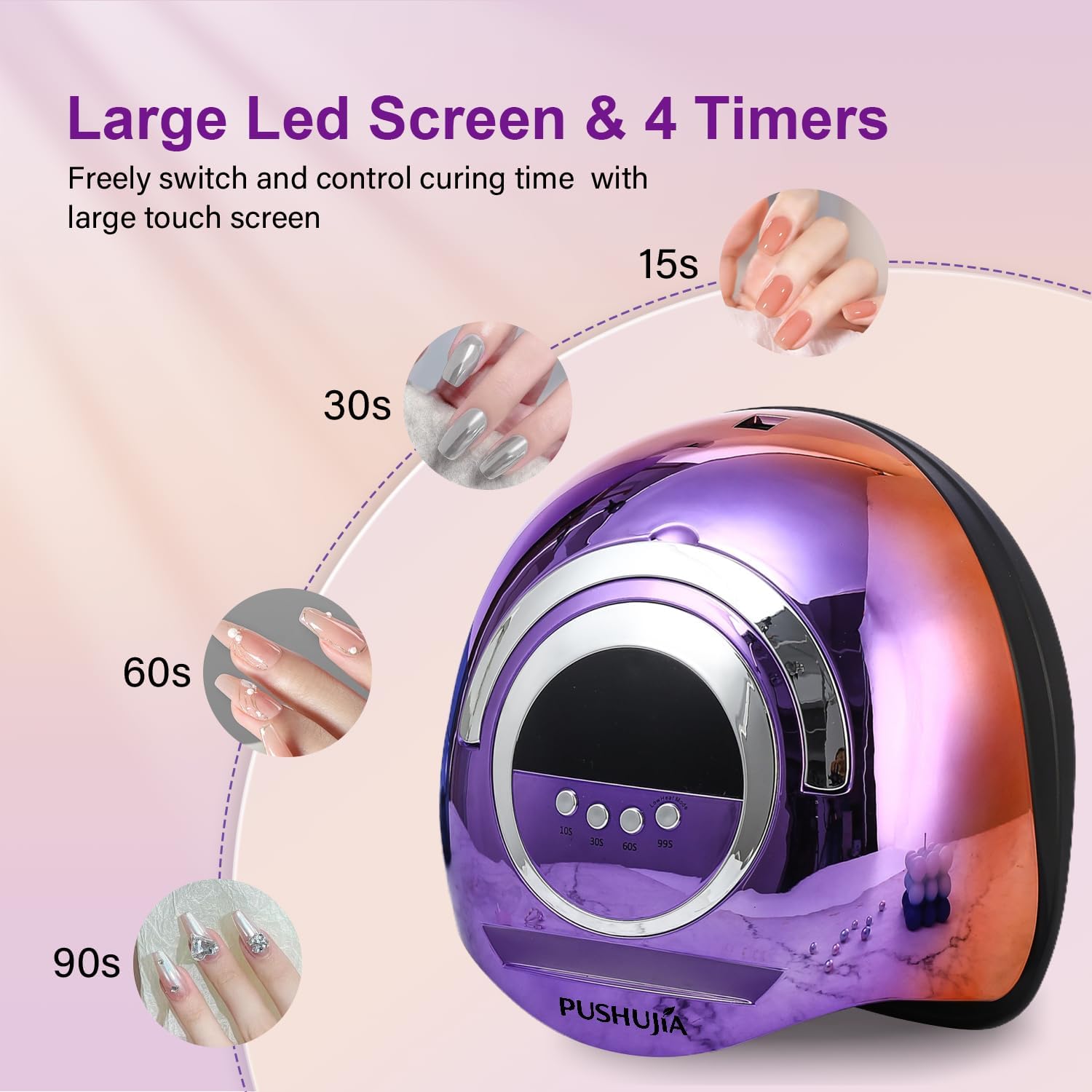 300W Professional Nail Lamp - Fast Curing, Auto Motion Sensor, 4 Timer Settings, 72 LED Even Coverage for Gel Polish - Salon & Home Use