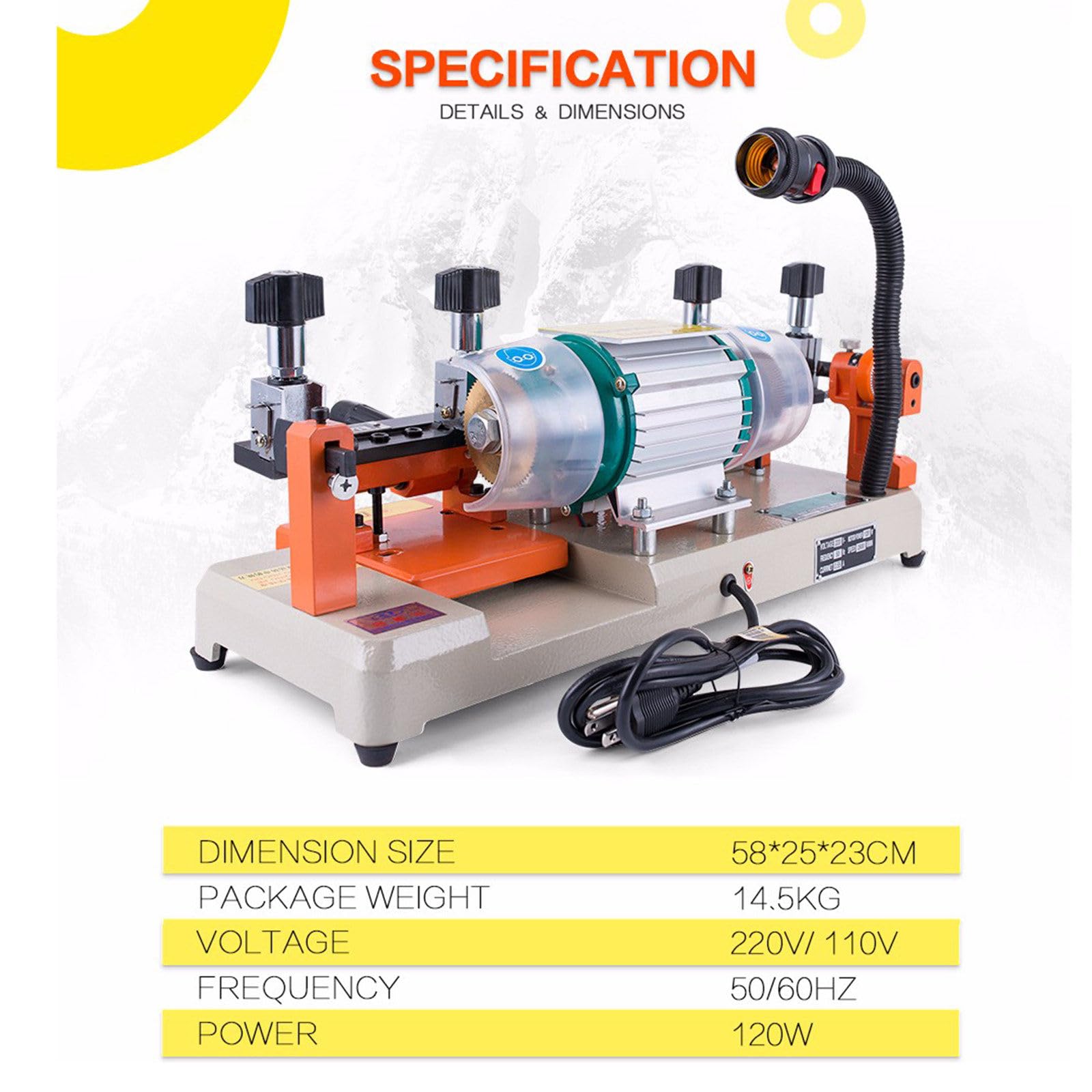 120W Horizontal Key Cutting Machine(238BS), Multifunctional Double Head Key Copy Machine, Hand Wheel Key Copy Tool, for Door and Car Lock Key Copy Duplicating Equipment