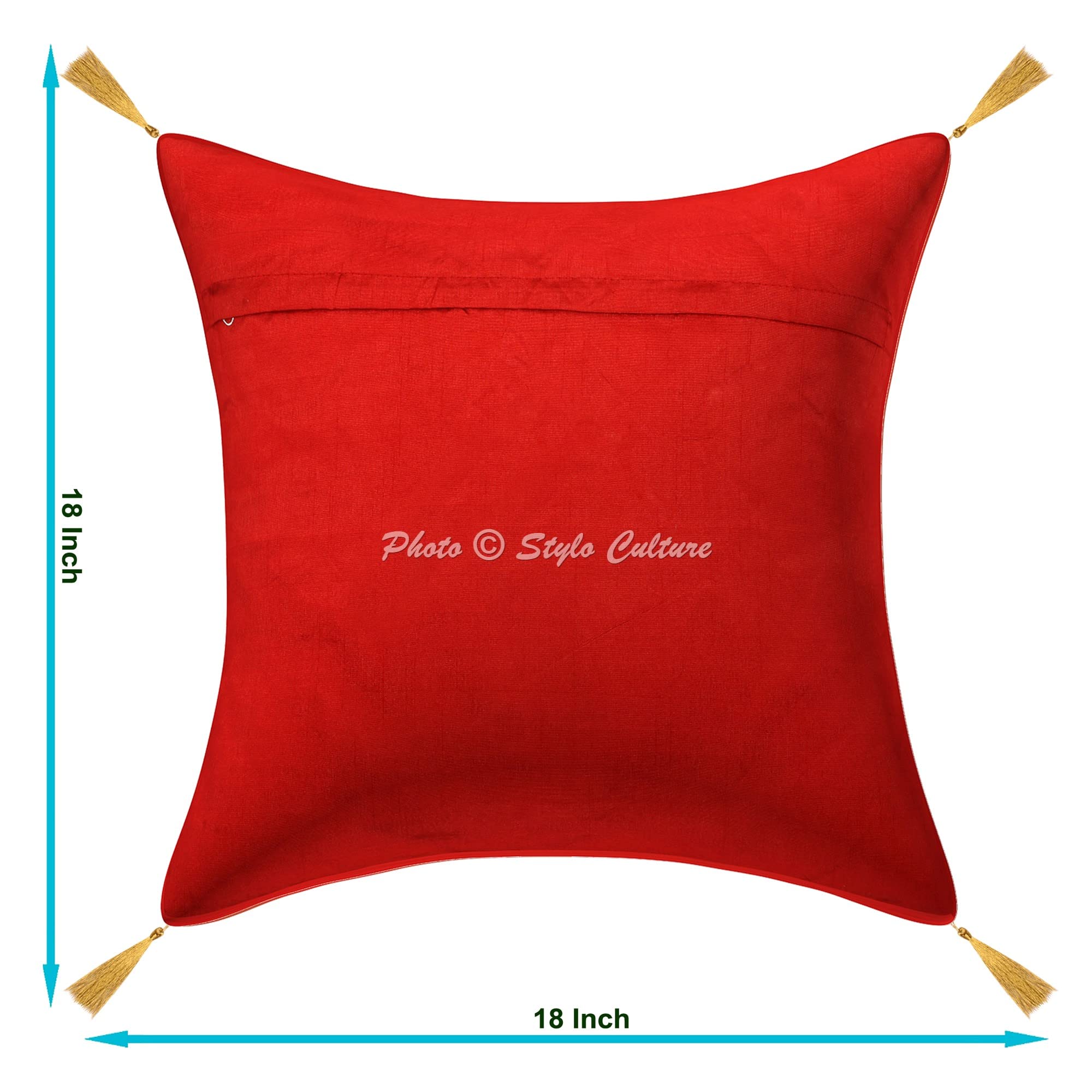 4er Set Kissenbezüge 45x45 Cm – Abstraktes Geometrisches Design In Rot, Aus Baumwollleinen