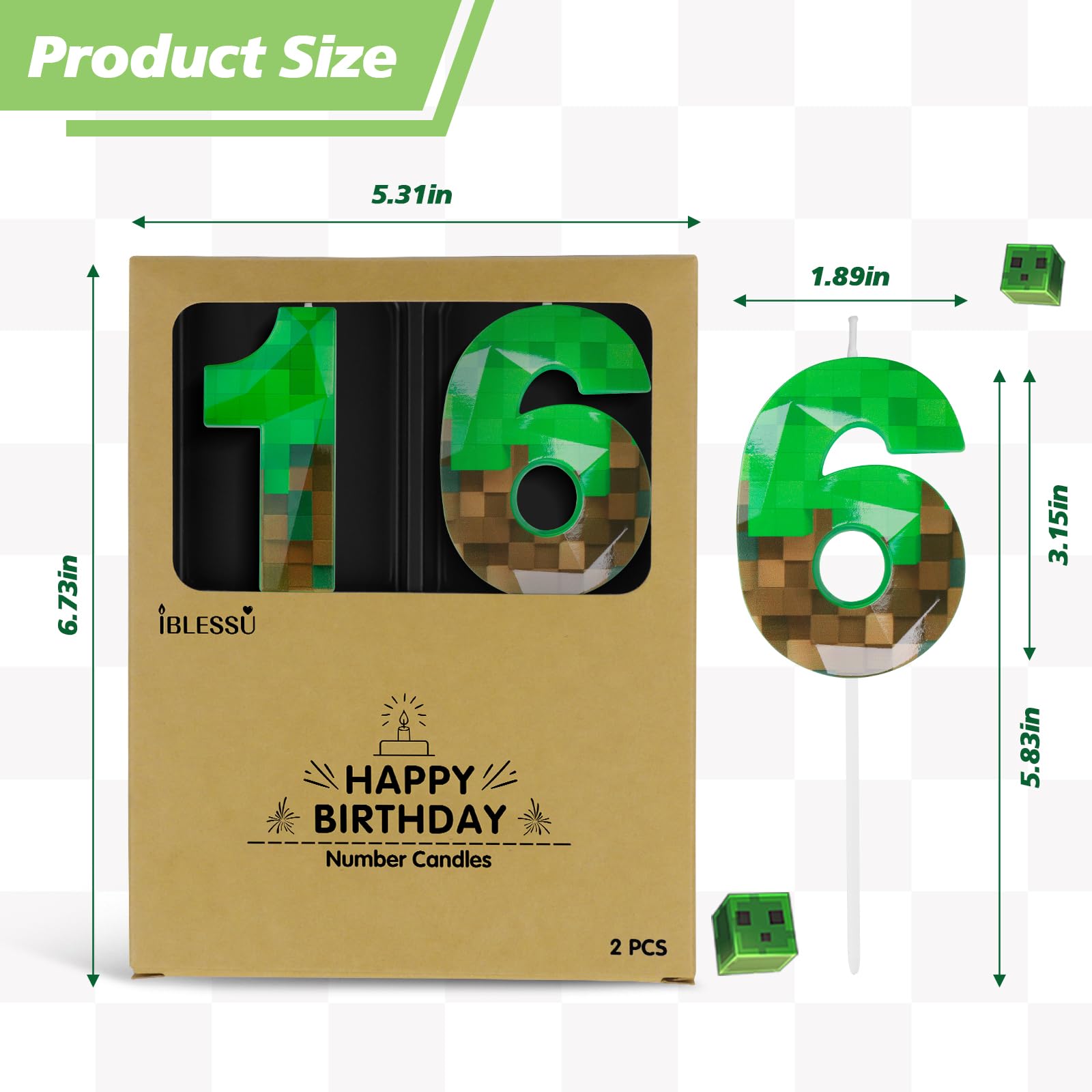 Amazon.co.jp: Pixel Birthdayキャンドル、2.68インチ マイナー