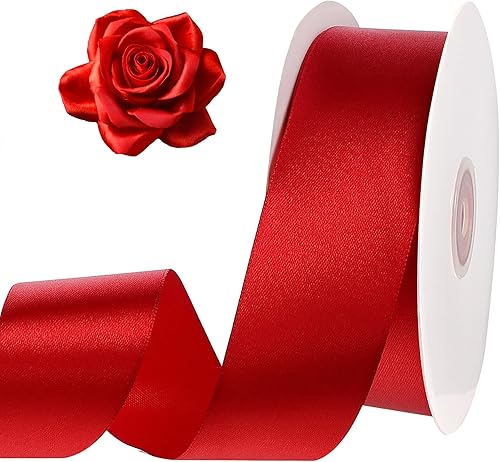 Cinta roja de San Valentín de 120 yardas, cinta roja de San Valentín para envolver regalos, cintas de satén para rosas hechas a mano, manualidades,