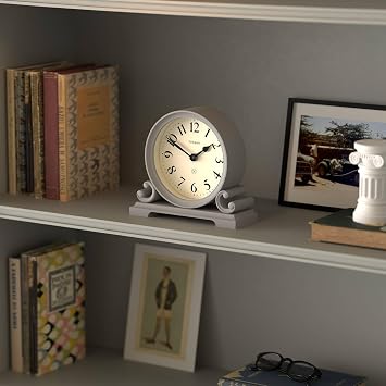 NEWGATE® Divisadero mantel clock | Double scroll design | Clockwork grey