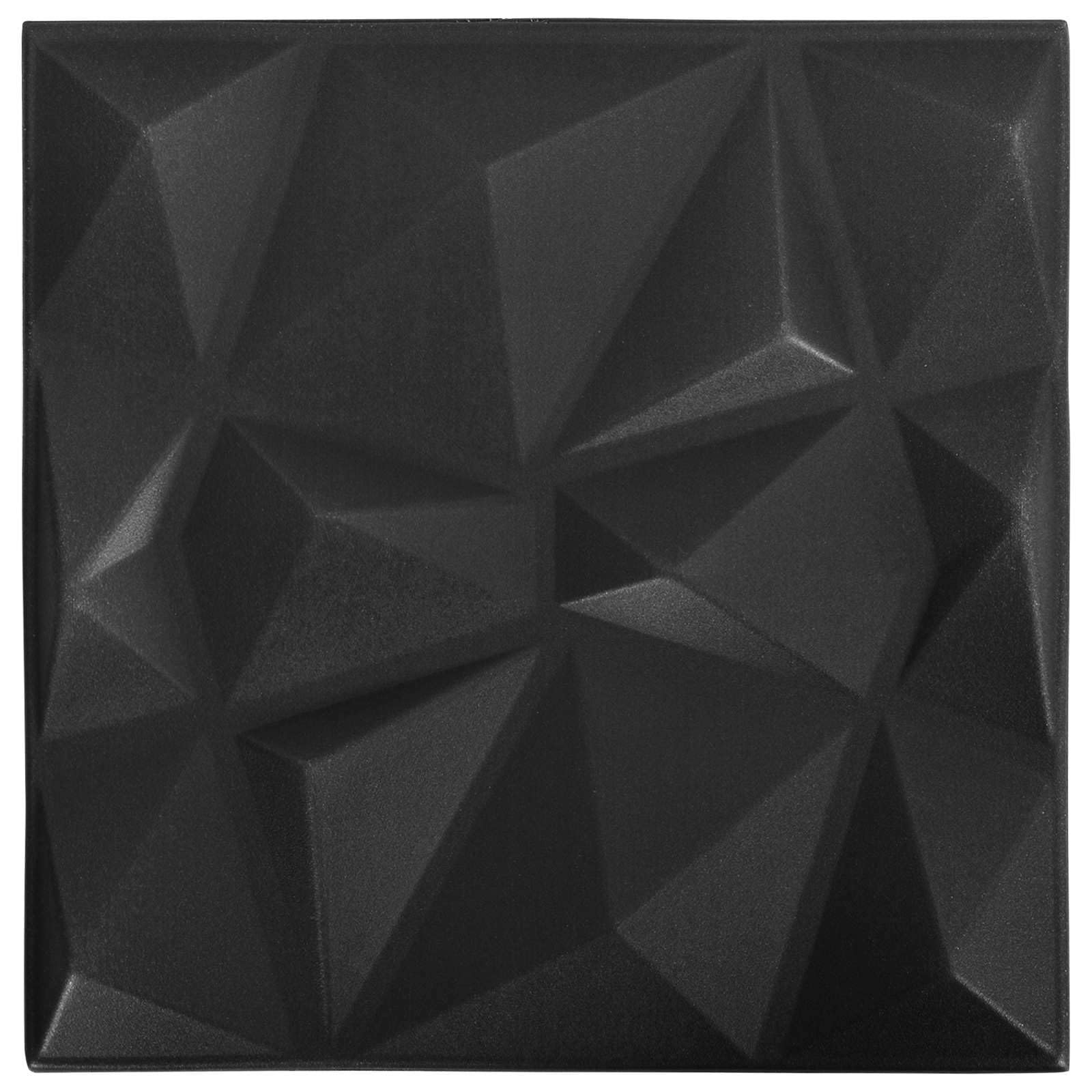 Panele ścienne diamentowe czarne, 24 sztuki, 50 x 50 cm, pianka XPS, struktura 3D, do okładzin ściennych, ścian wewnętrznych, sufitu, salonu, korytarza, renowacji, renowacji
