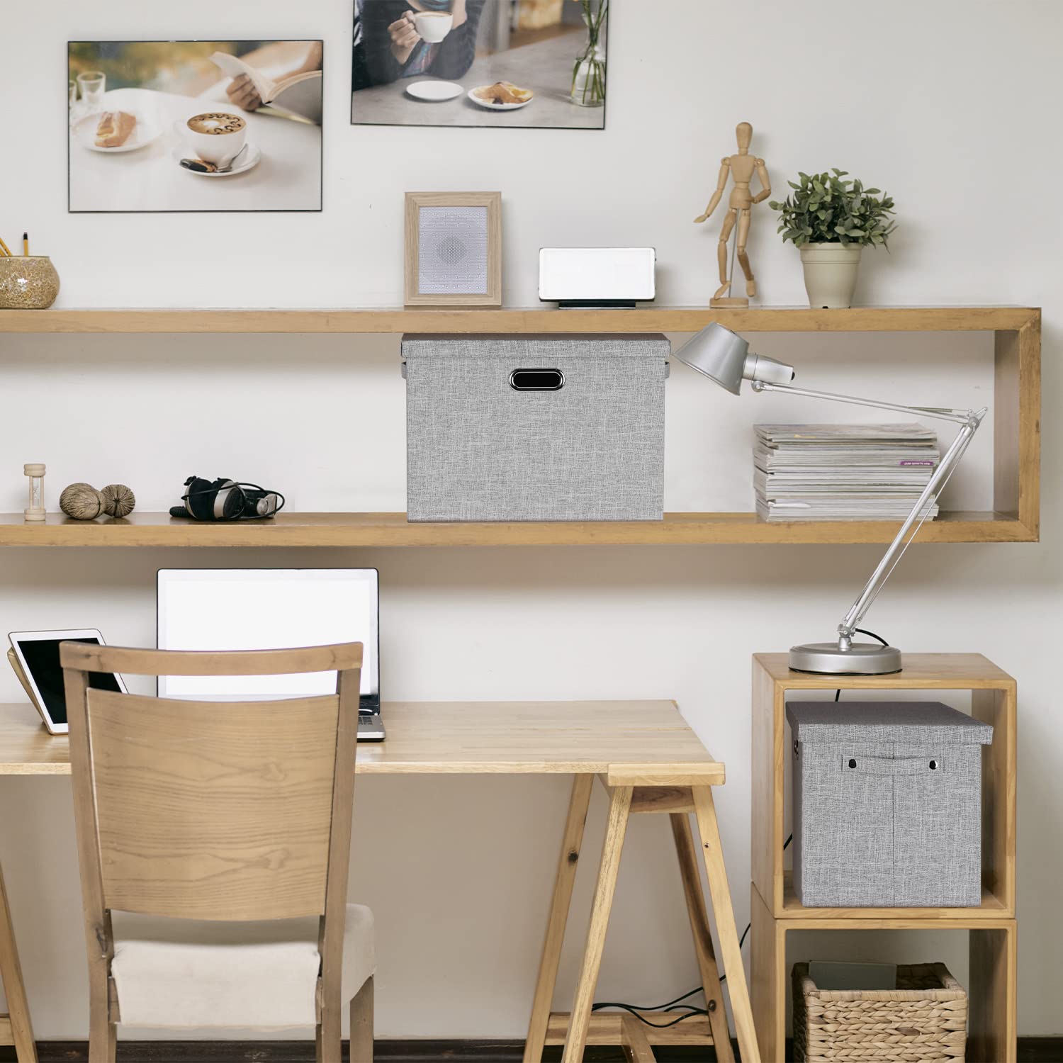 Lot De 2 Grandes Boîtes De Rangement Pliables Pour Vêtements, Couvertures, Chambres à Coucher (gris Foncé) - 34 L