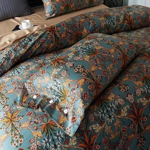 Miniatura 5 de AMWAN Funda de edredón de algodón estilo bohemio con estampado floral tamaño individual para niños o niñas juego de ropa de cama con cierre de