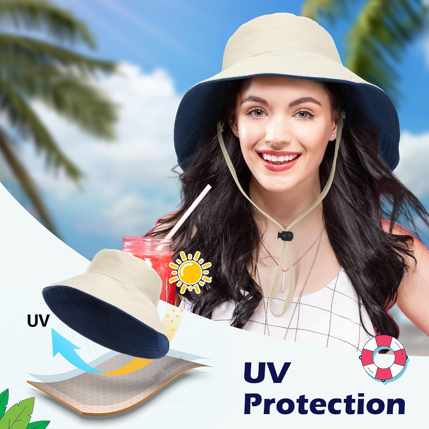 Xuhal 24 Pcs Wide Brim Bucket Hats for Women Bulk UPF 50+ UV Sun Hats Beach Summer Solid Color for Holiday