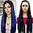 ANDRIA 13x4 HD Lace Front Wigs Blue Highlight on Black Hair Long Straight Synthetic Wig Pre-plucked Glueless Lace Wigs Heat Resistant Fiber Blue Colorful Wig With Baby Hair For Black Women 24 Inches