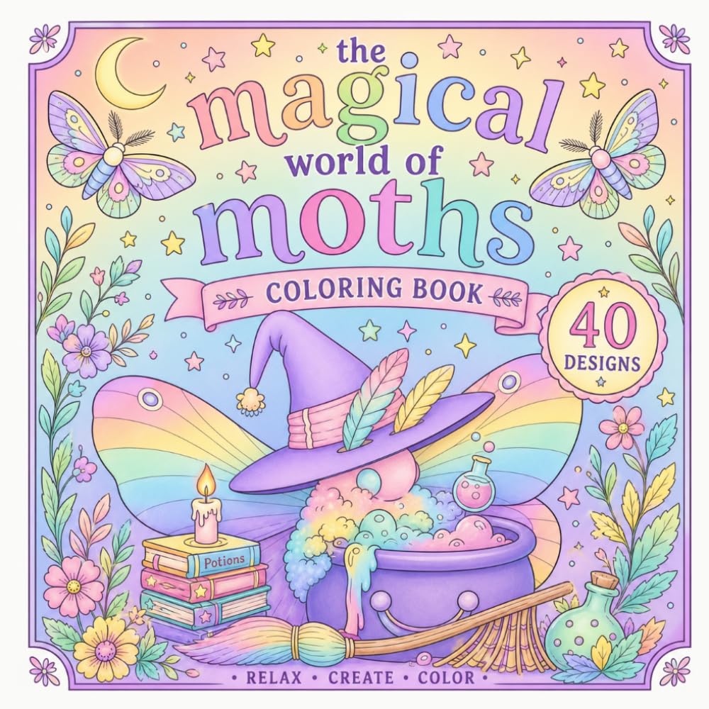 The Magical World of Moths: Coloring Book for Adults and Teens Featuring Adorable and Cute Moths