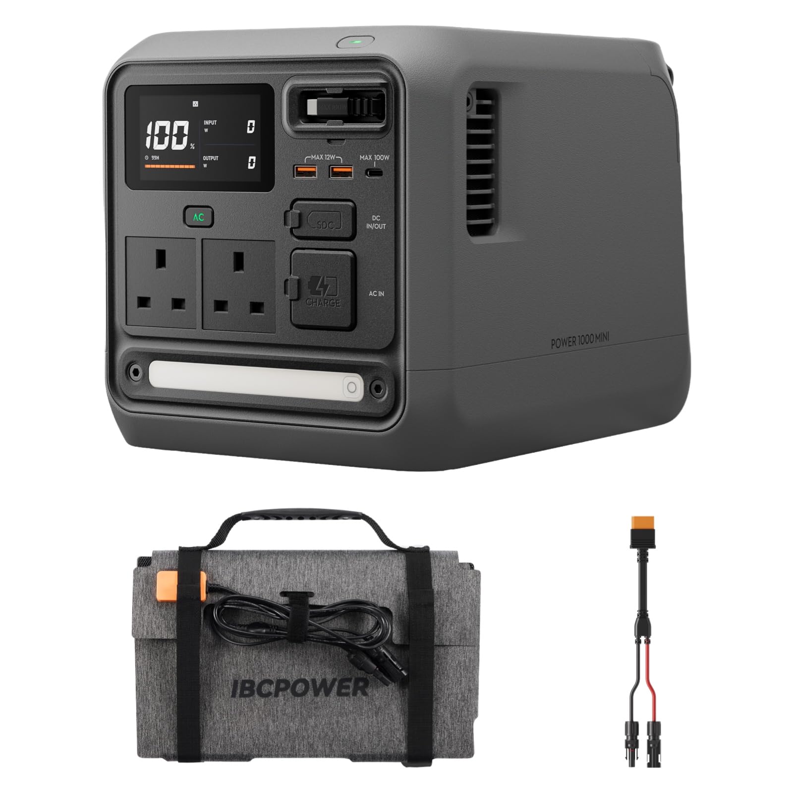 DJI Power 1000 Mini Portable Power Station, 1008Wh LFP Battery, Compact Size, 1000W Max Output, Solar Power, 100W Foldable Solar Panel, Outdoor Generator for Camping, RVs, Road Trips