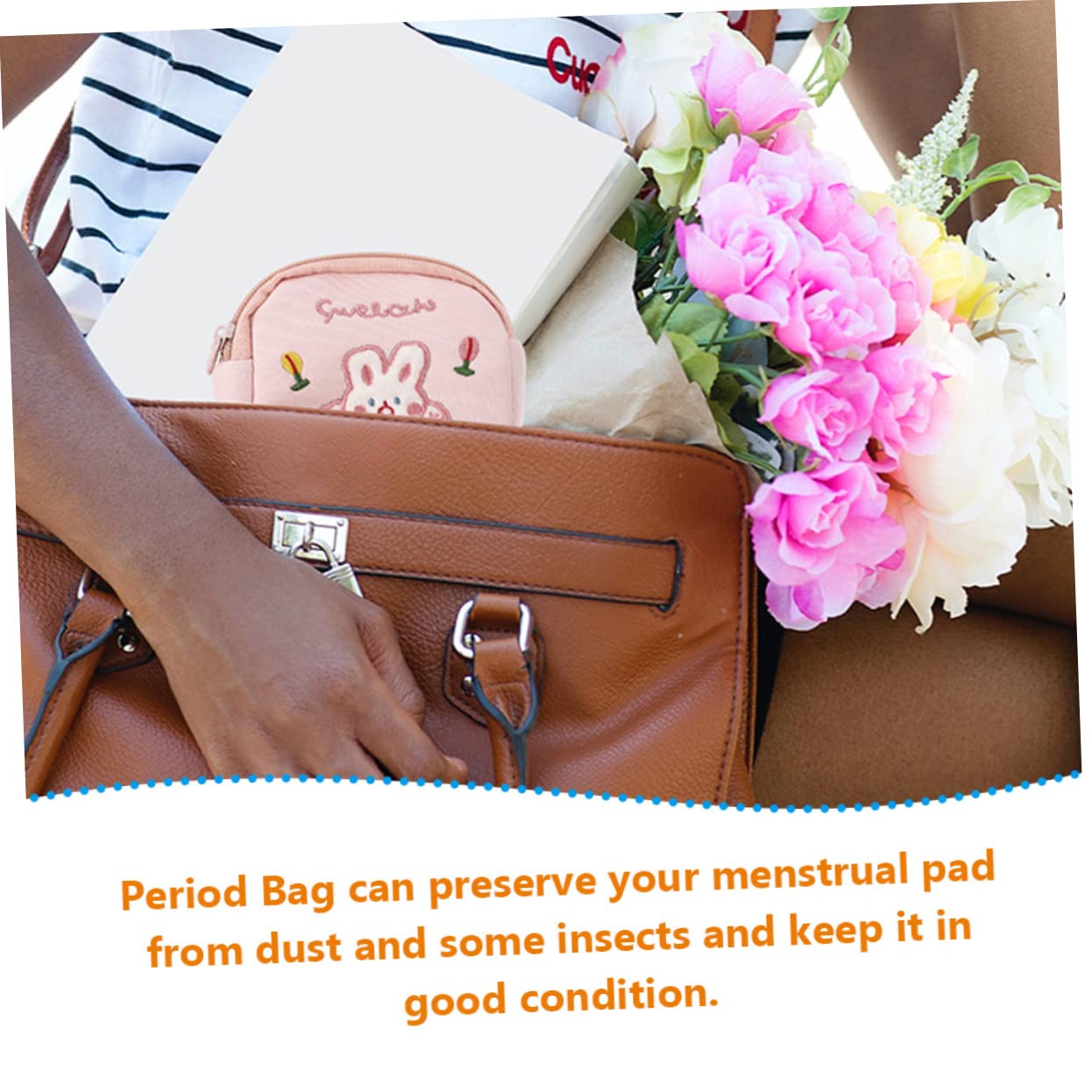 Healeved 6piezas Bolsa De Almacenamiento De Compresas Sanitarias Reutilizable Organizador Menstrual Compacto y Lavable Diseño Lindo Oso y Oso Para Niñas y Adolescentes