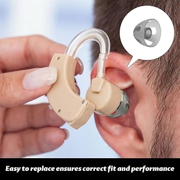 Hearing Aid Domes,12 PCS Soft Silicone Hearing Aid Open Domes,12mm Hearing Aids Earbuds,Transparent Black Ear Tips Replacement, Hearing Aid Domes for Phonak Oticon Signia Oticon Hearing Aid(Size L)