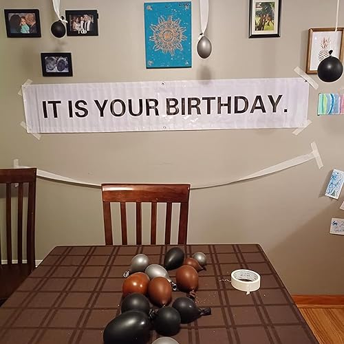 Miniatura 3 de Cartel de mercancía de la oficina con texto en inglés "It's Your Birthday", cartel de vinilo de 6 x 1 pie con ojales metálicos para colgar en la