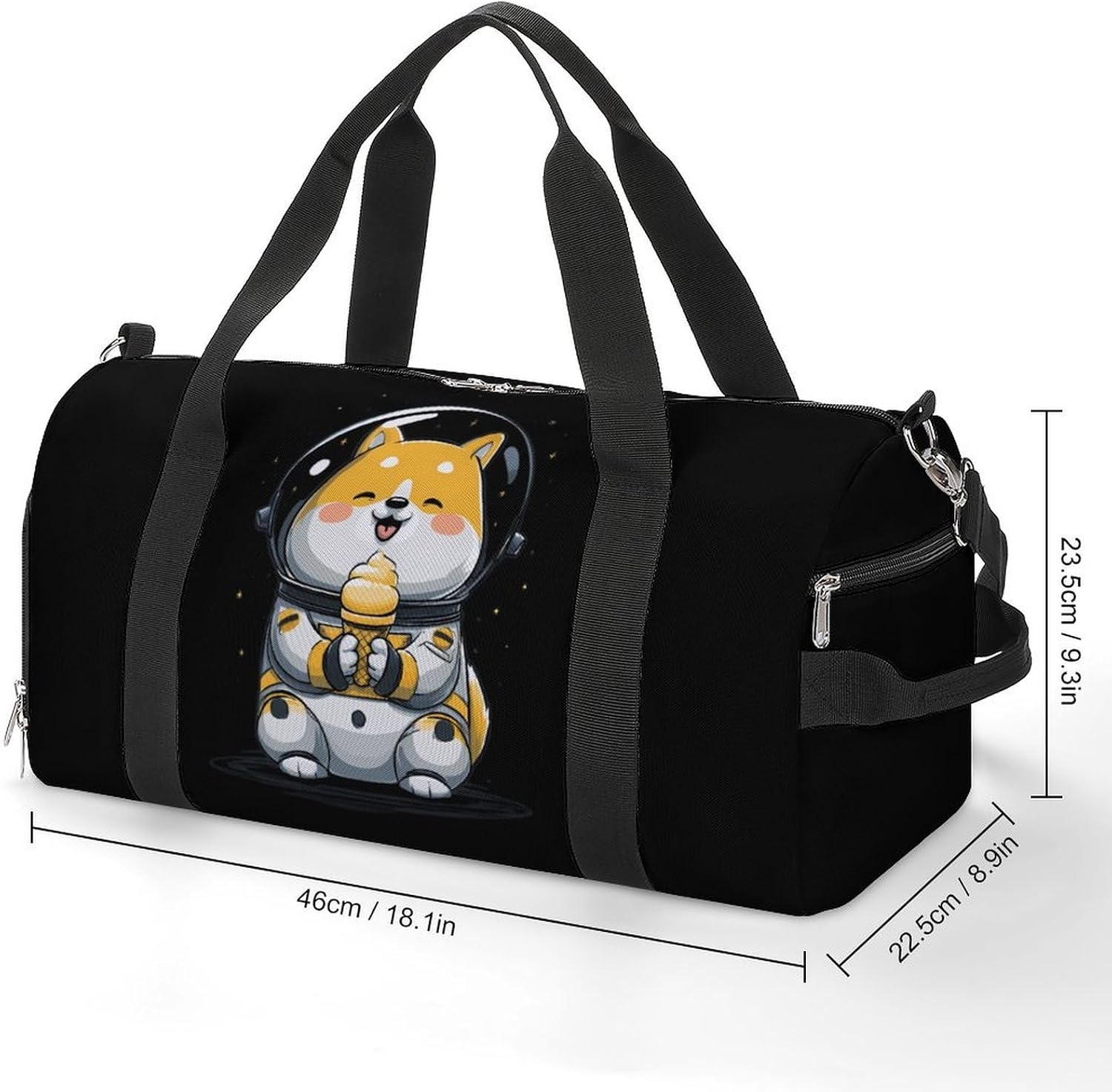 Chubby Spacedog with Icecream1 Printed Gym Bag Lightweight Duffel Bags Luggage Handbags for Travel Sports