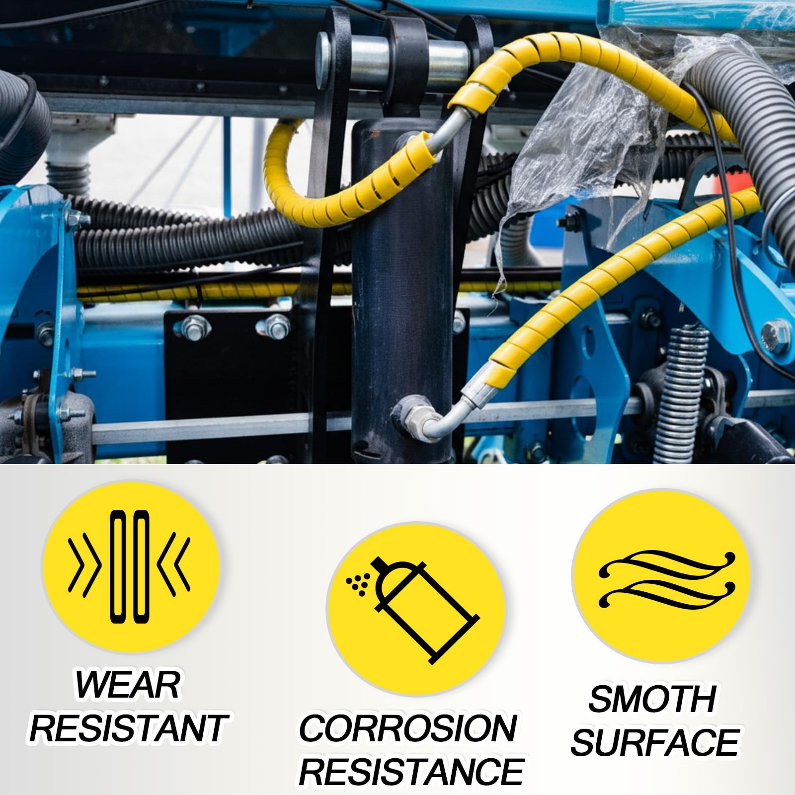 Pangda Cavo per tubo flessibile a spirale da 3,5 m, protezione da 63 cm, manicotto protettivo per tubi idraulici, tubi a spirale resistenti all'abrasione per tubi idraulici, cavi elettrici, automotive