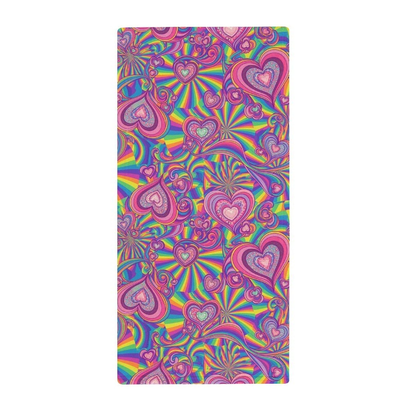 Anceky Super Absorbent Yoga Towels, Tie Dye Psychedelic Purple Love Heart Compact Quick-Dry Face Towels for Gym, Camp & Travel Essentials