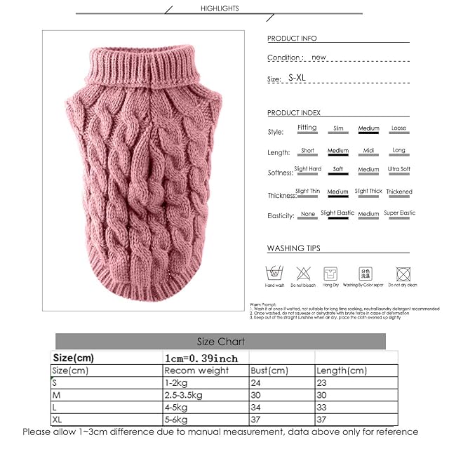 Foto 6 de 7 de Petyoung Chaleco suéter para Perros Abrigo cálido suéteres de Invierno de Lana de Punto Suave para Mascotas…