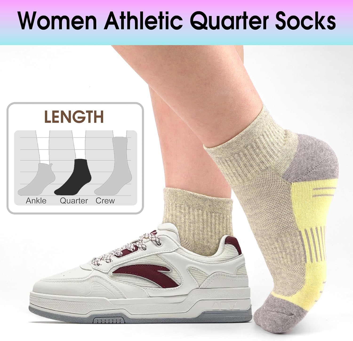 Ankle Socks Women Athletic Running Socks Hiking Cushioned 5-Pairs - Image 5