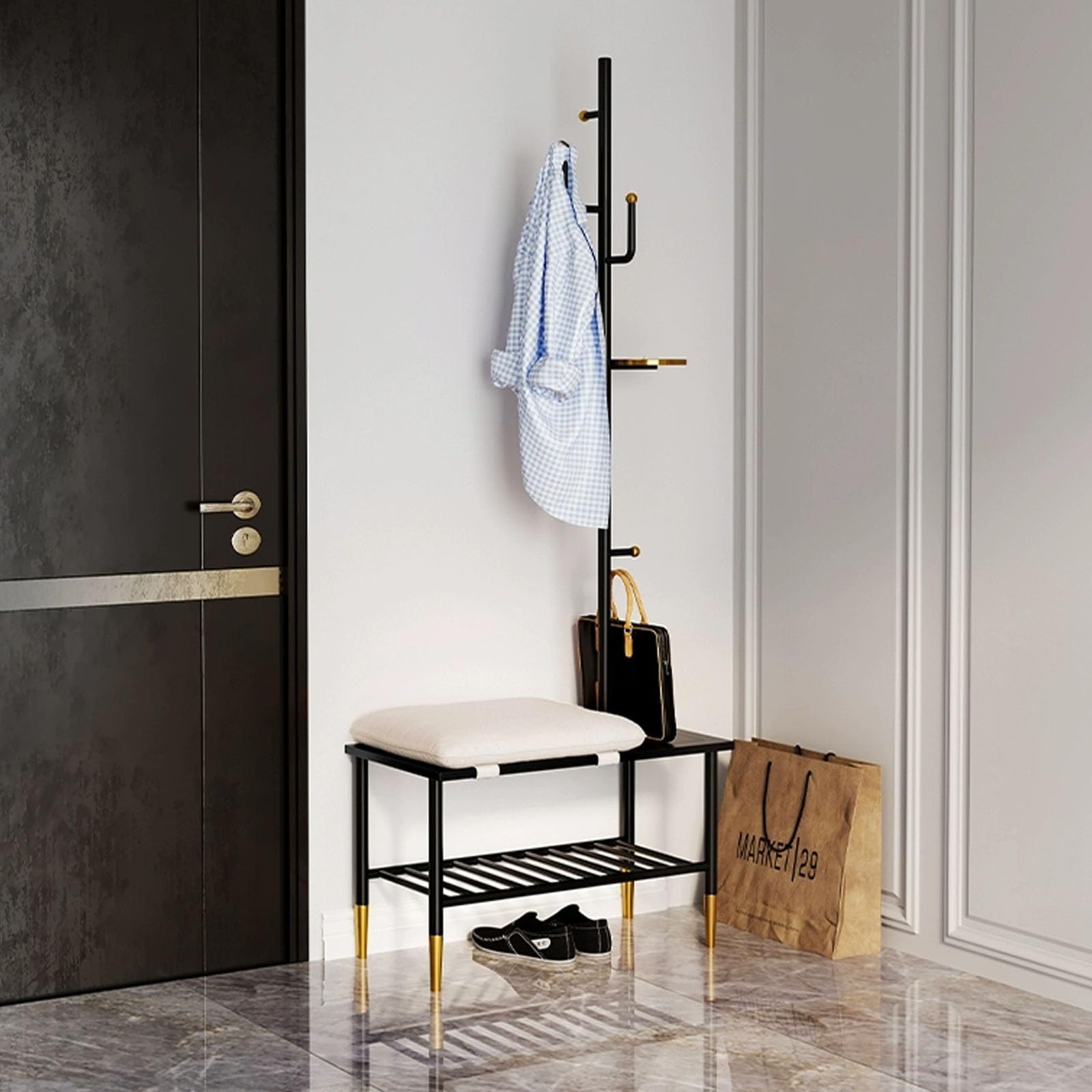 Organiseur de couloir 3 en 1 pour un rangement fonctionnel au salon