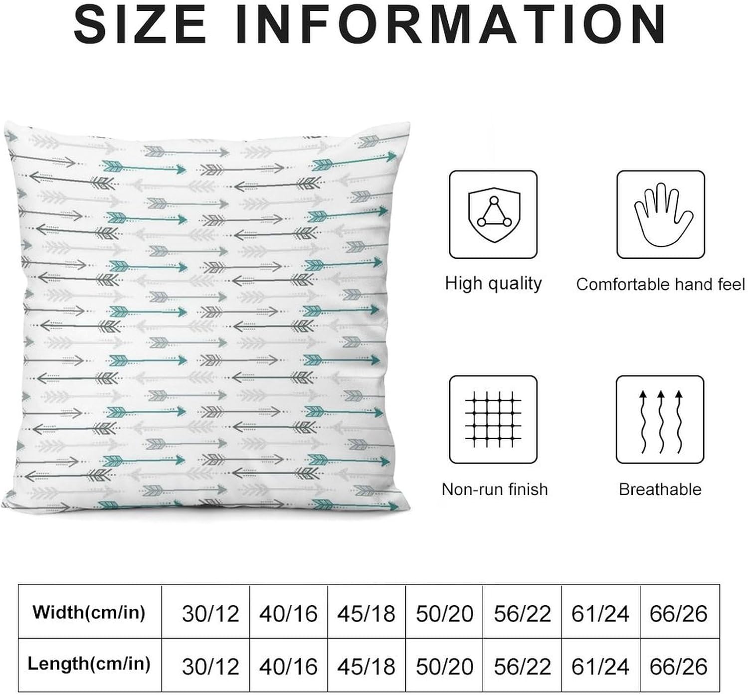 Retro Arrow Grey Teal Super Soft, Smooth and Comfortable Pillow Cover, Four Pillowcases 26 "x26