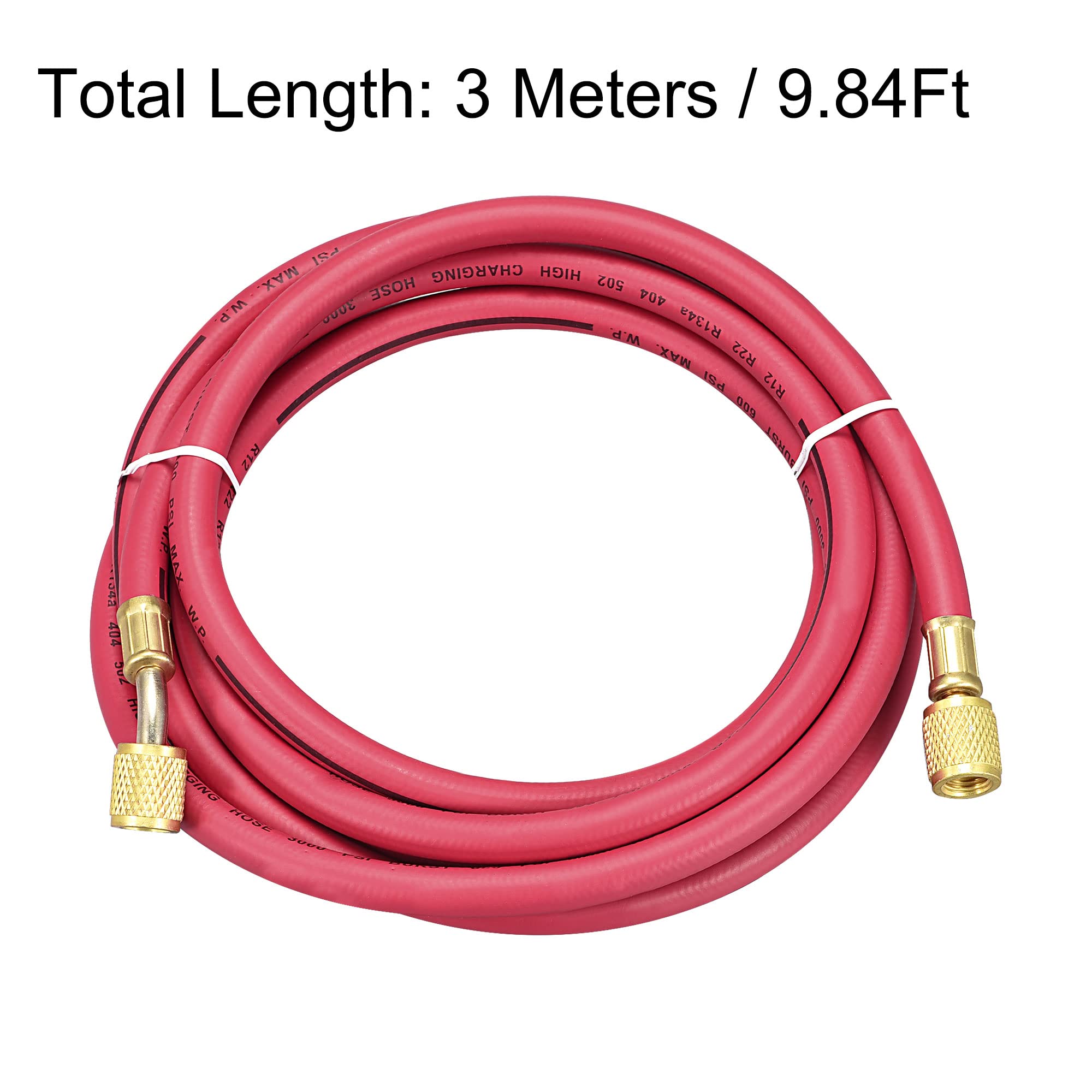 sourcing map Tuyau Remplissage réfrigérants 1/4pouce Filetage 9.84Pi Longueur 600PSI Tube pour Entretien Réfrigération Climatiseur Domestique Rouge