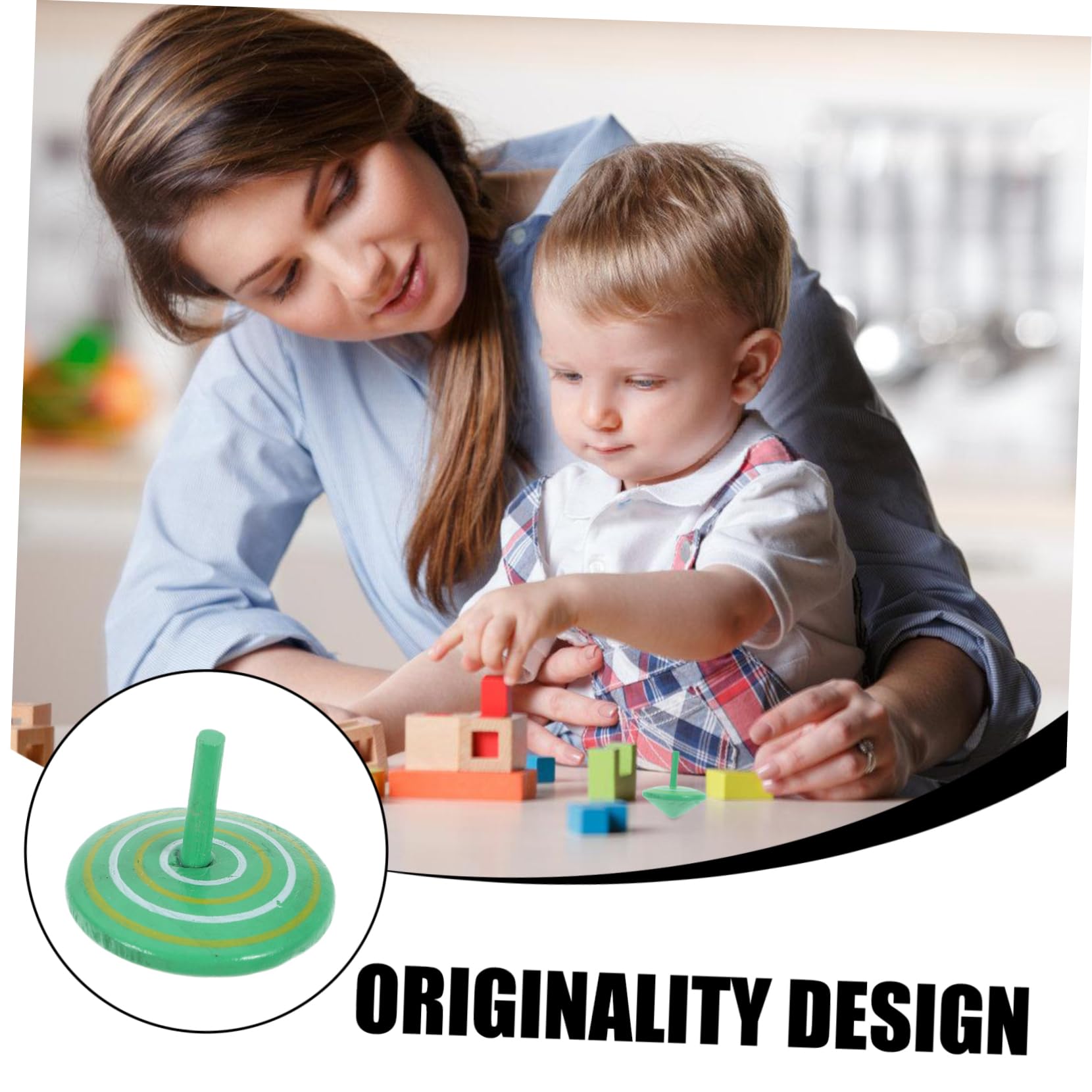 Hohopeti 25Pcs Wooden Spinning Top Decompression Educational for Stimulates Creativity and Hand Eye Coordination for Boys