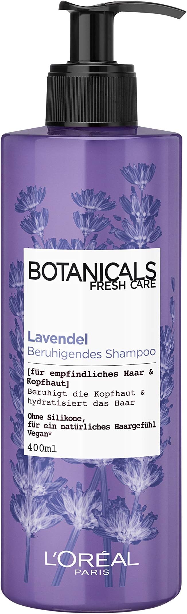Botanicals Soothing Shampoo without Silicone, Sulphates and Parabens, for Sensitive Hair and Scalp, Vegan Natural Cosmetics, Lavender, 1 x 400 ml